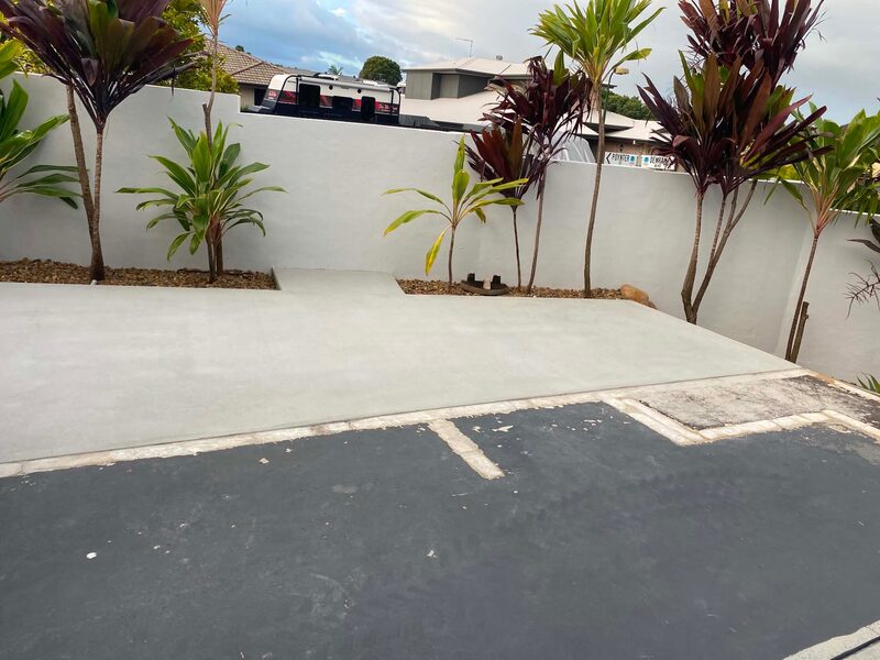 Courtyard bare concrete before epoxy coating