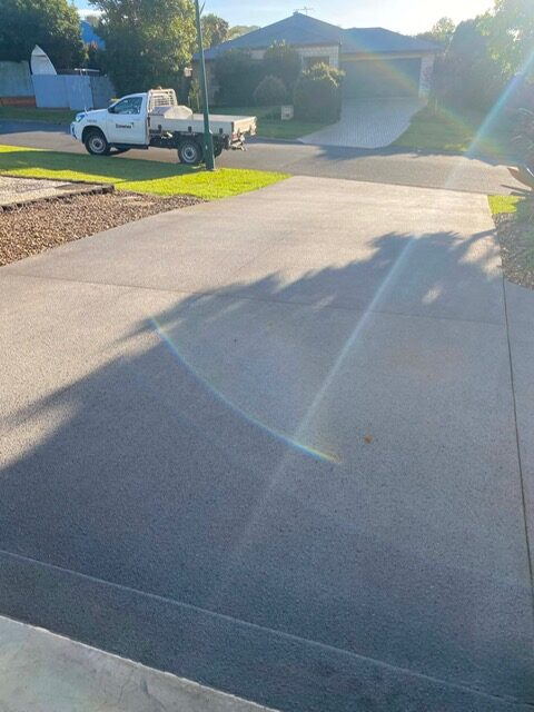 Driveway concrete after diamond grind preparation before epoxy coating